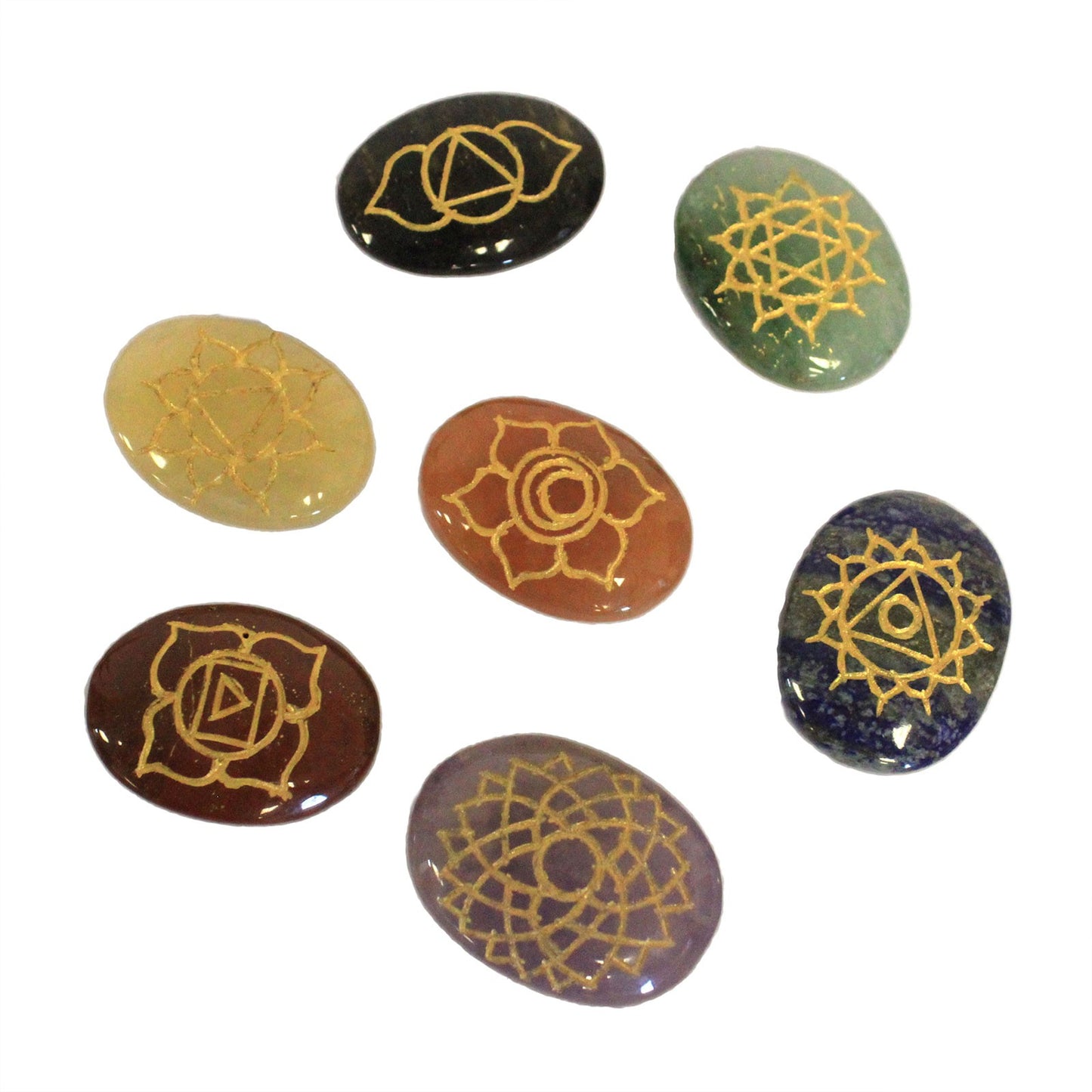 Conjunto de chakras Lrg Stones (forma ovalada)