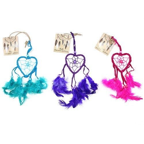 Bali Dreamcatchers - Small Heart - Turq/Pink/Purp