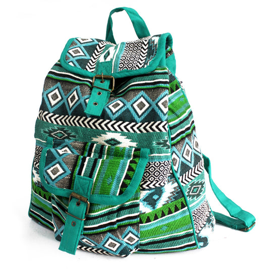 Bolso Jacquard - Mochila Verde Azulado