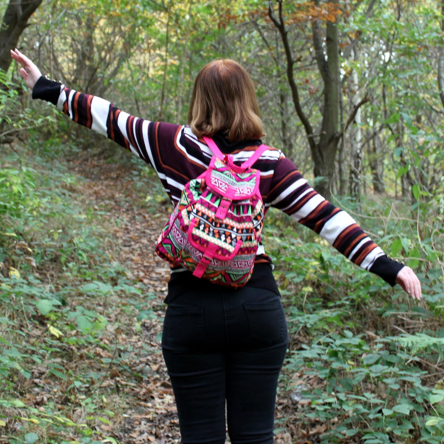 Bolso Jacquard - Mochila Rosa