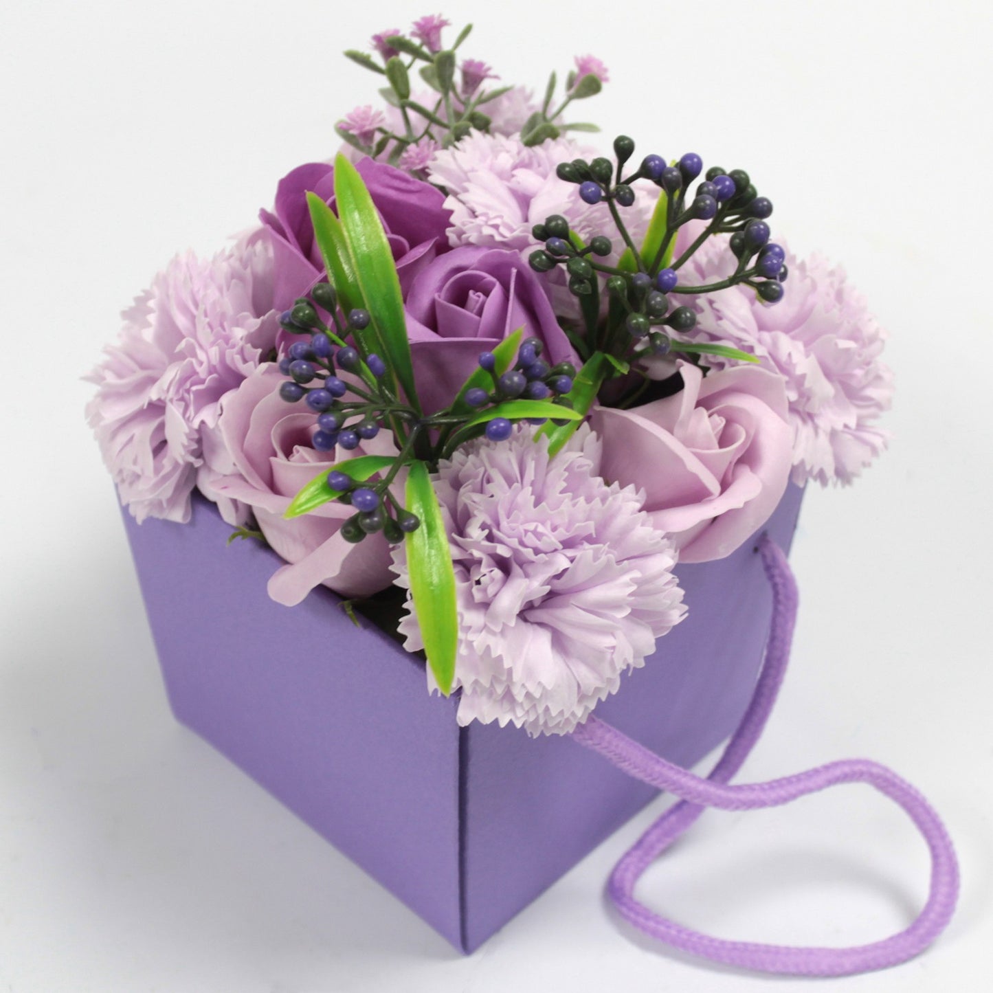 Ramo de flores de jabón - rosa lavanda y clavel