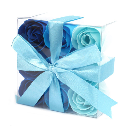 Set de 9 Flores de Jabón - Rosas de Boda Azules