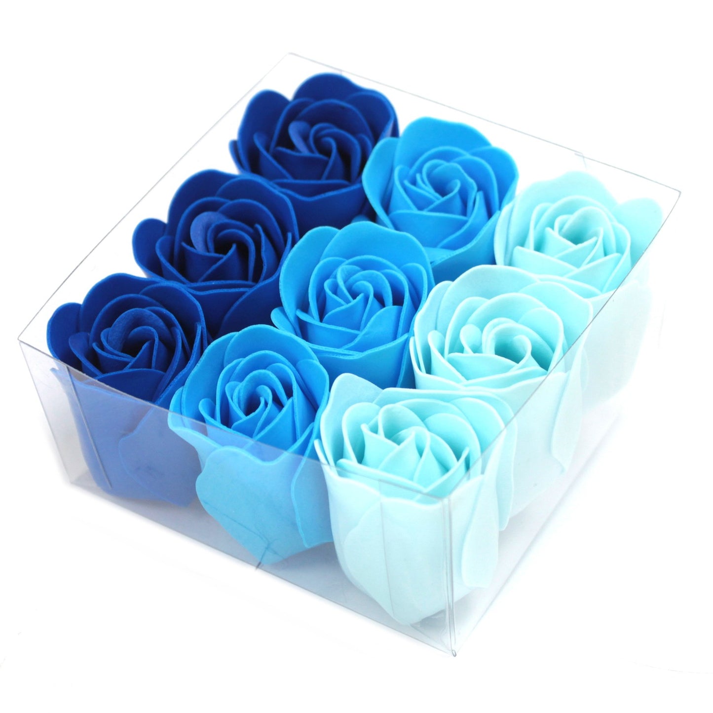 Set de 9 Flores de Jabón - Rosas de Boda Azules