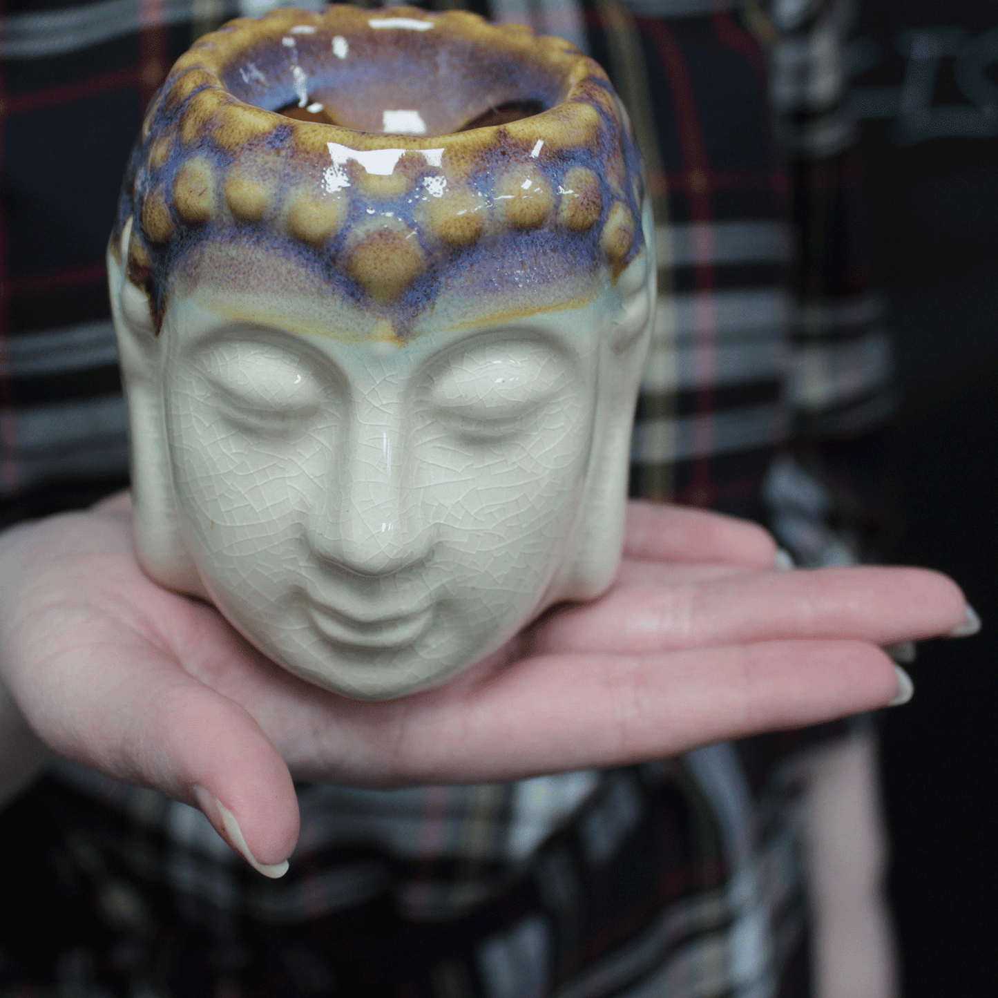 Buddha Oil Burner - Ivory & Mint