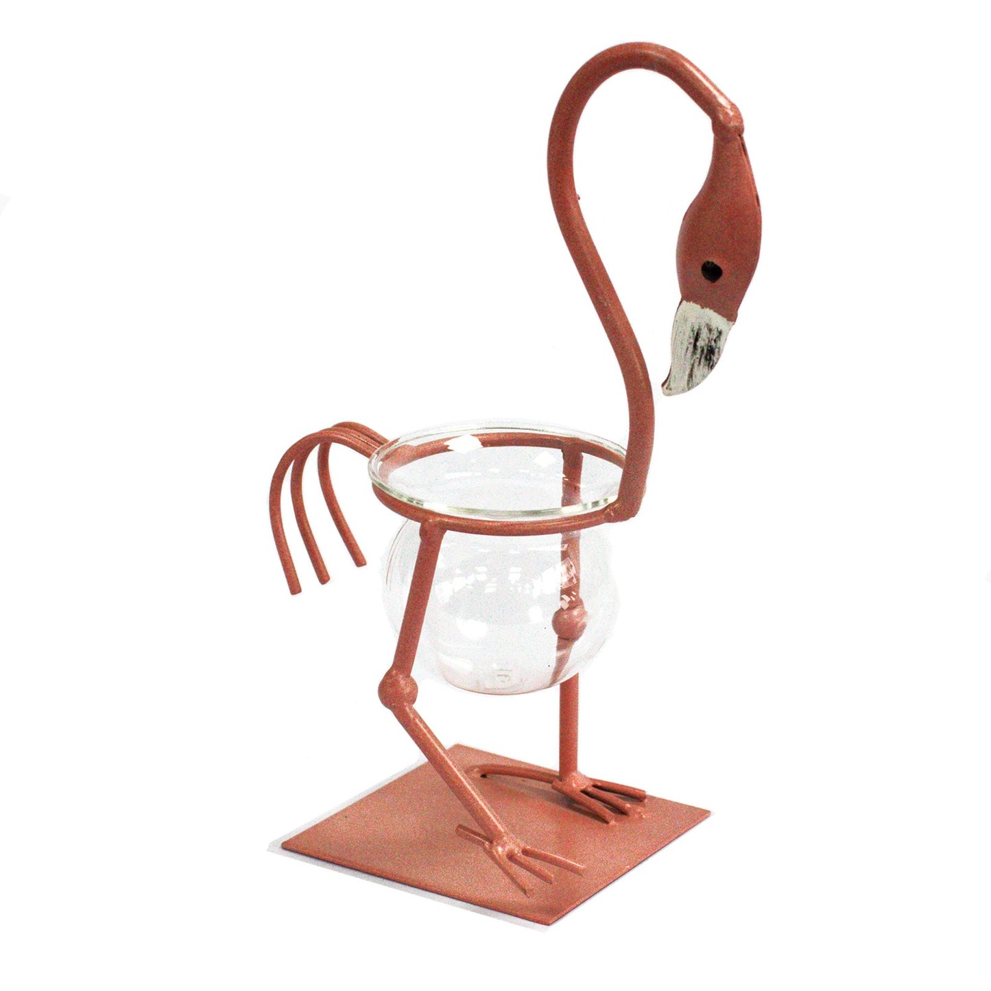 Hydroponic Home Décor - Pink Metal Flamingo Des 1