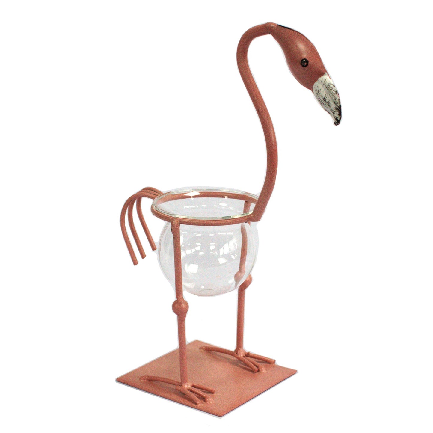 Decoración hidropónica para el hogar - Pink Metal Flamingo Des 2