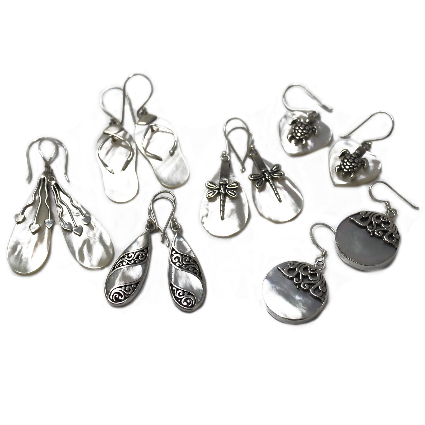 Shell & Silver Earrings - Dragonflies - MOP