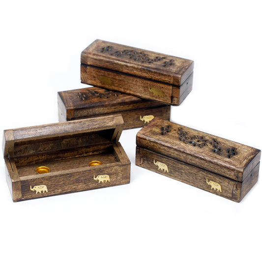 Incense Cone Smoke Box 6" - Mango Wood