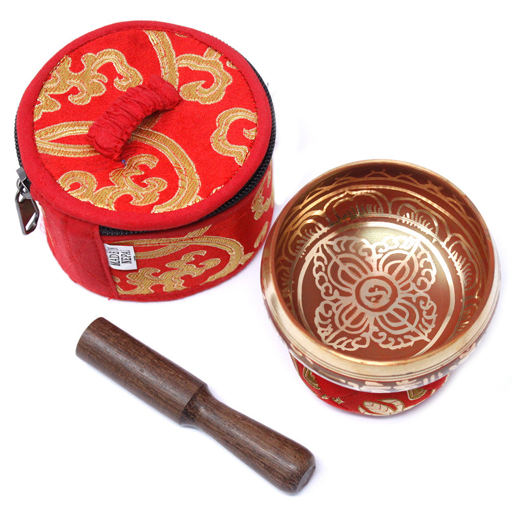 Set de regalo de mini cuenco tibetano - Rojo