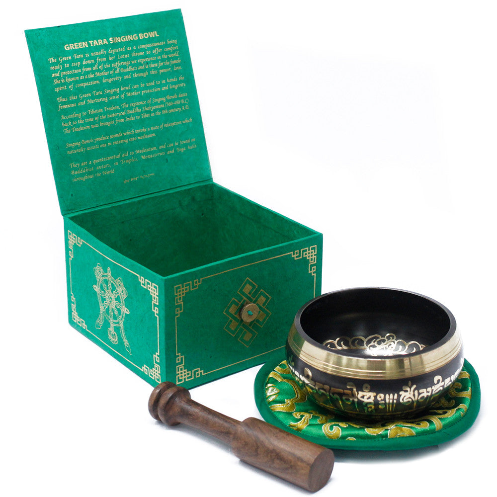 Juego de cuencos tibetanos Tara Verde 10 cm (mínimo 380 g)