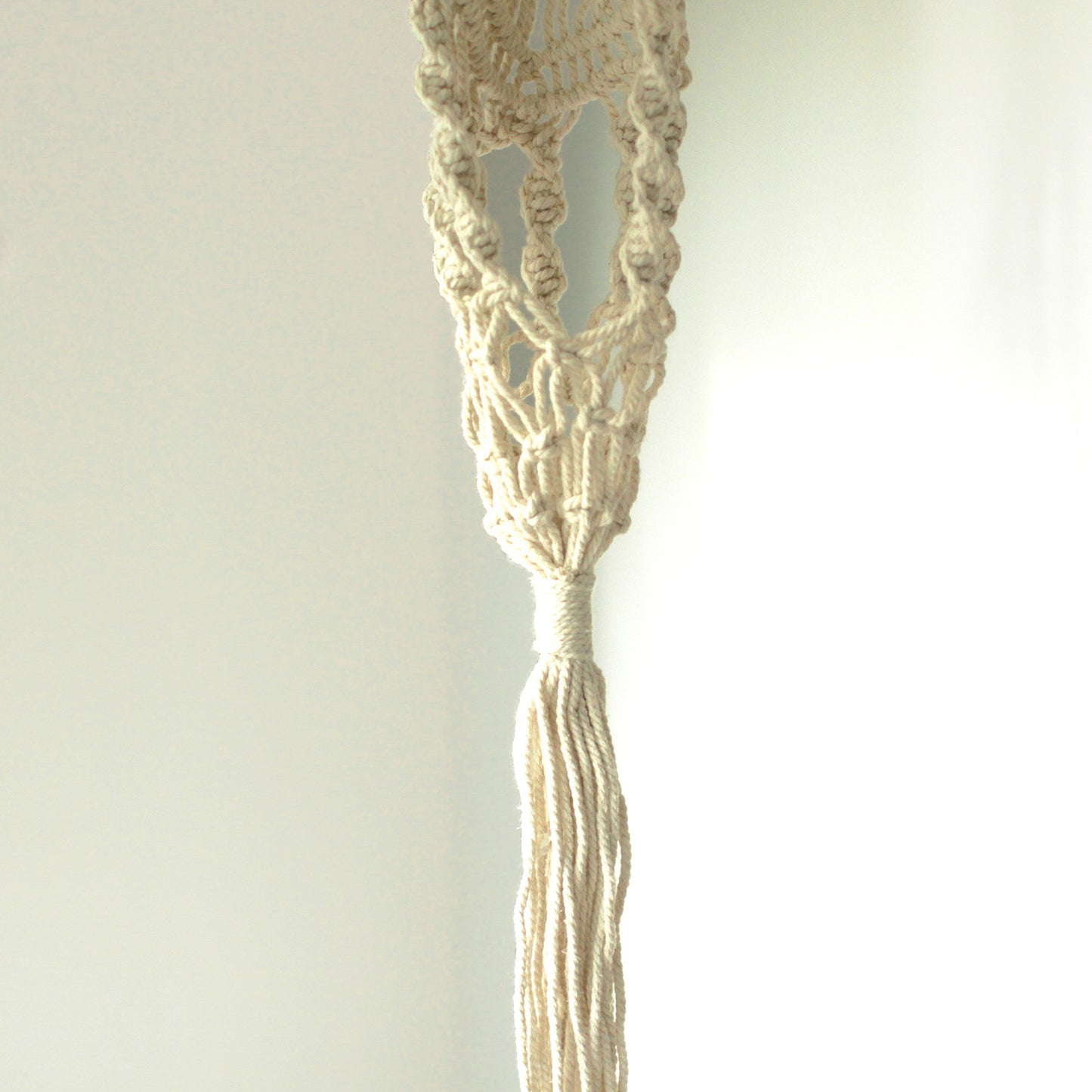 Macrame Pot Holder - Largo Con Aro De Ratten