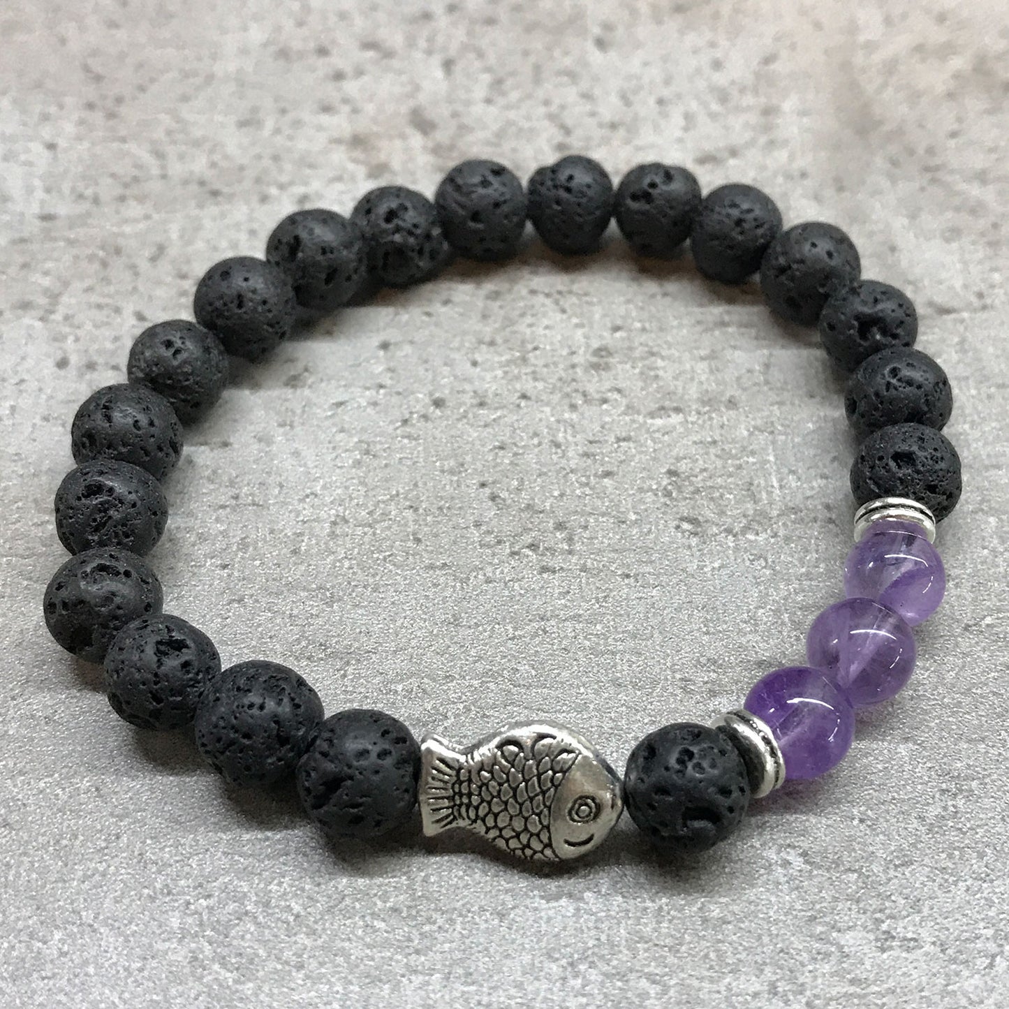 Pulsera de Piedras de Lava - Pez Amatista