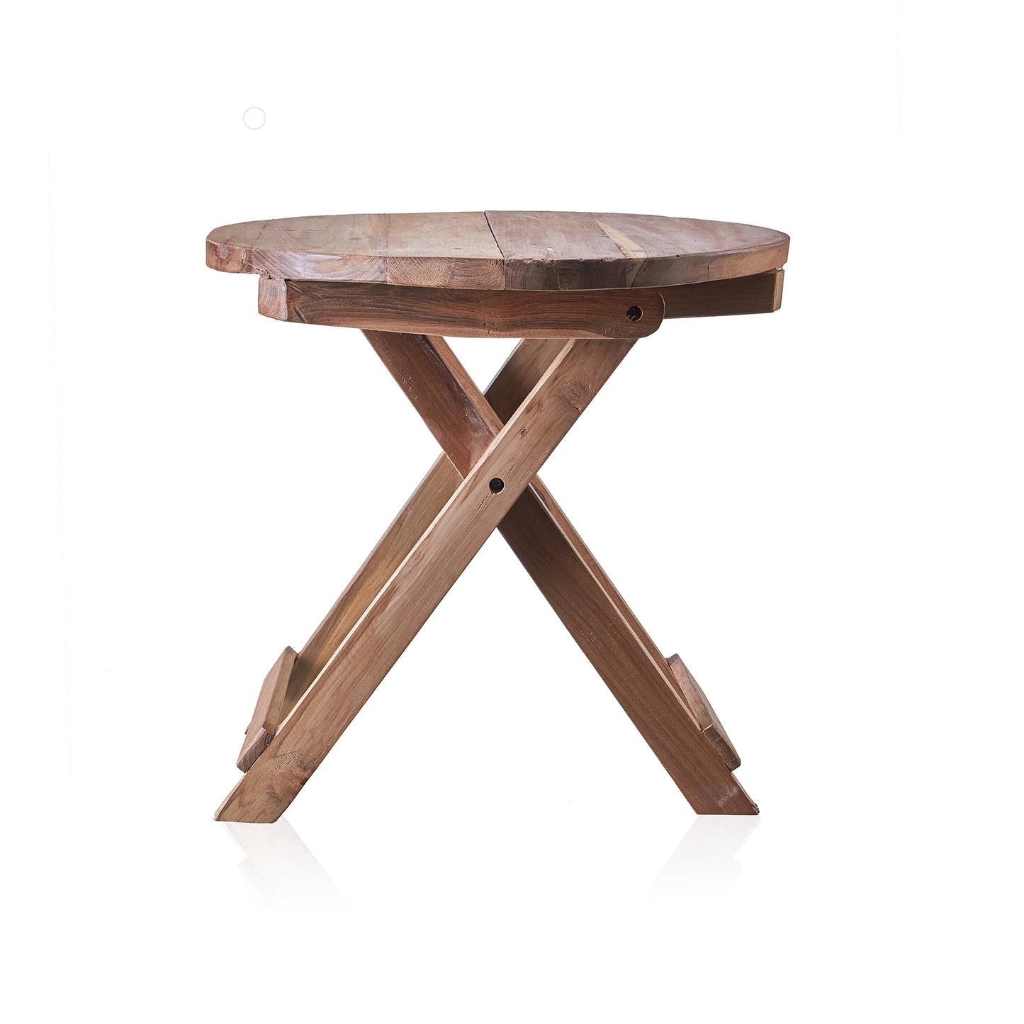 Mesa de centro plegable redonda - 50cm - Madera reciclada