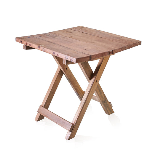 Mesa de centro plegable cuadrada - 50cm - Madera reciclada