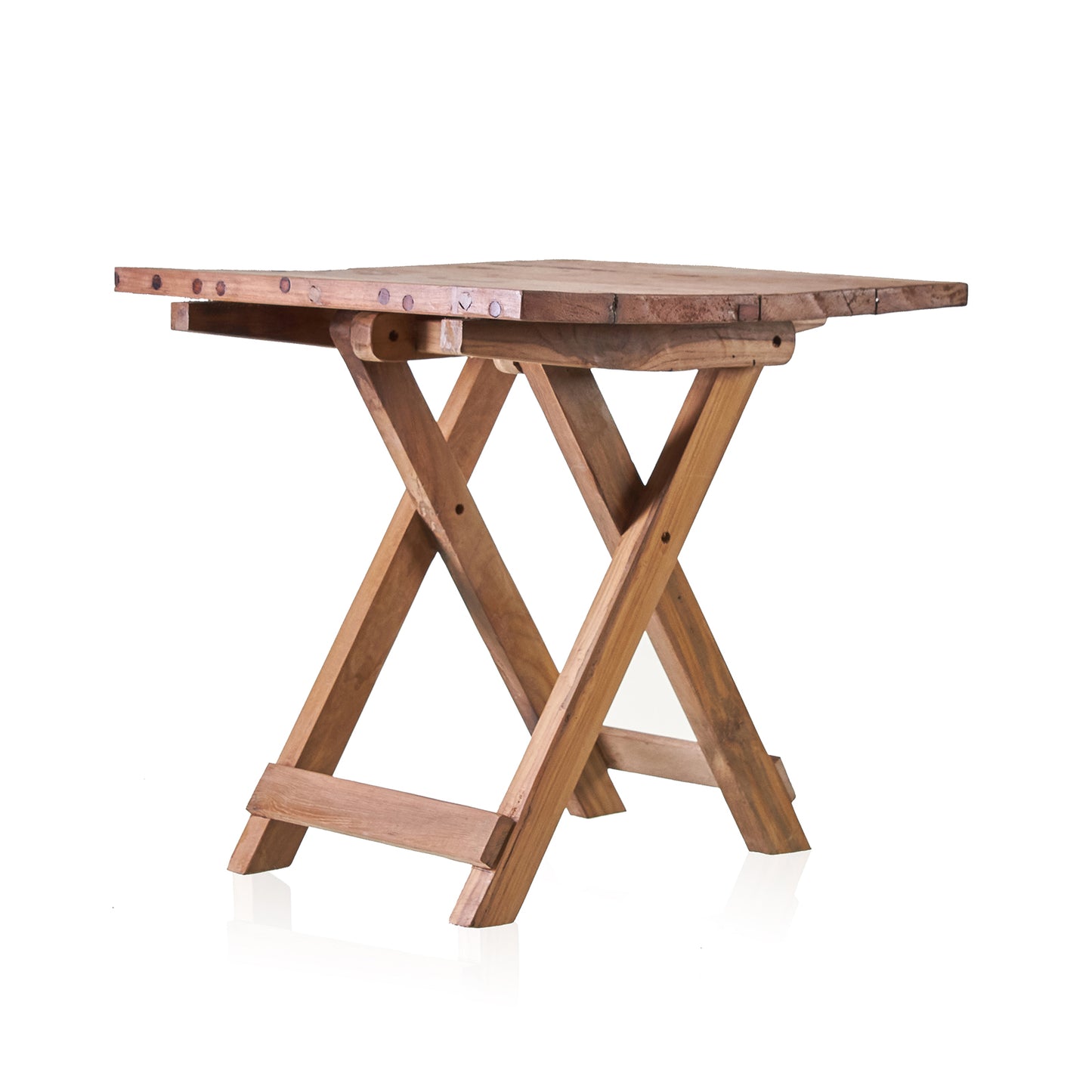 Mesa de centro plegable cuadrada - 50cm - Madera reciclada