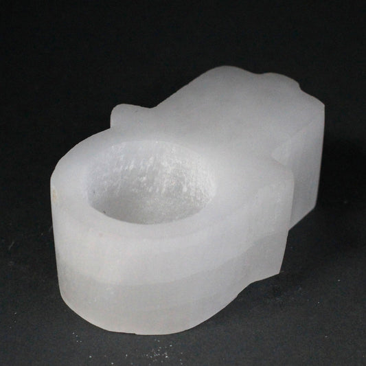 Selenite Hamsa Candle Holder