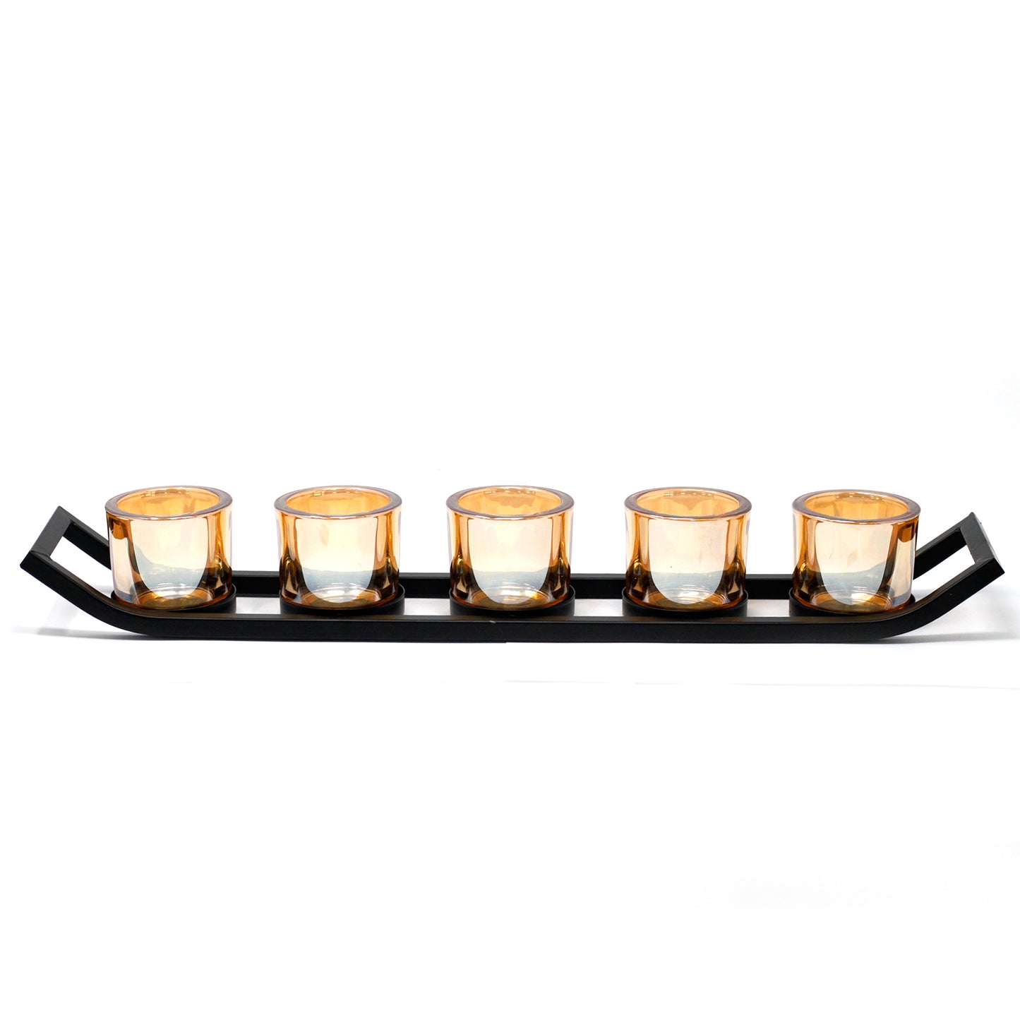 Centrepiece Iron Votive Candle Holder - 5 Cup Ledge