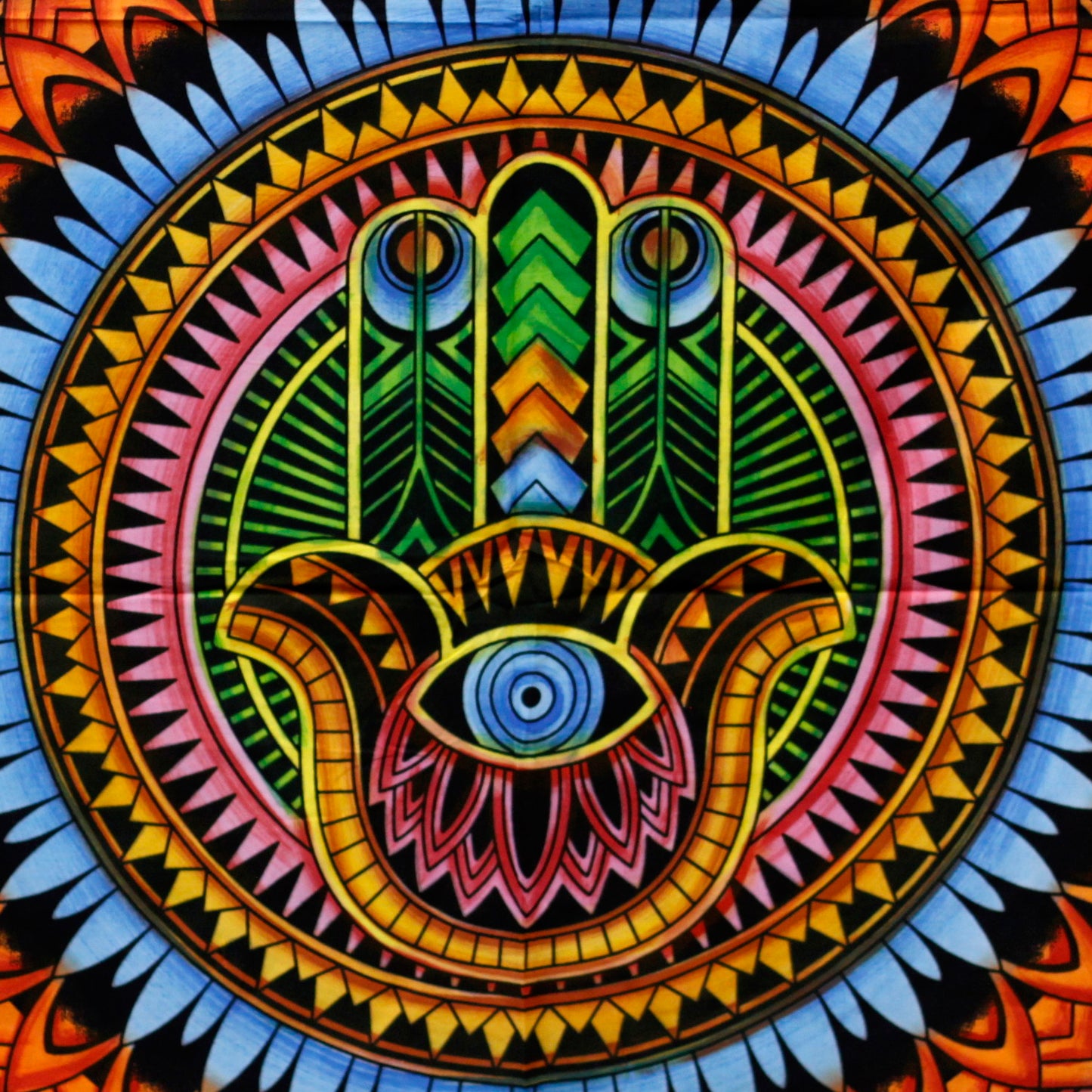 Arte de pared de algodón cepillado a mano - Hamsa