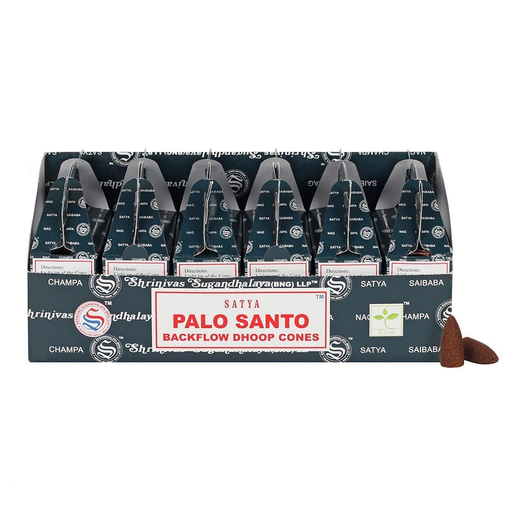 Conos Satya Backflow Dhoop - Palo Santo (24 piezas)