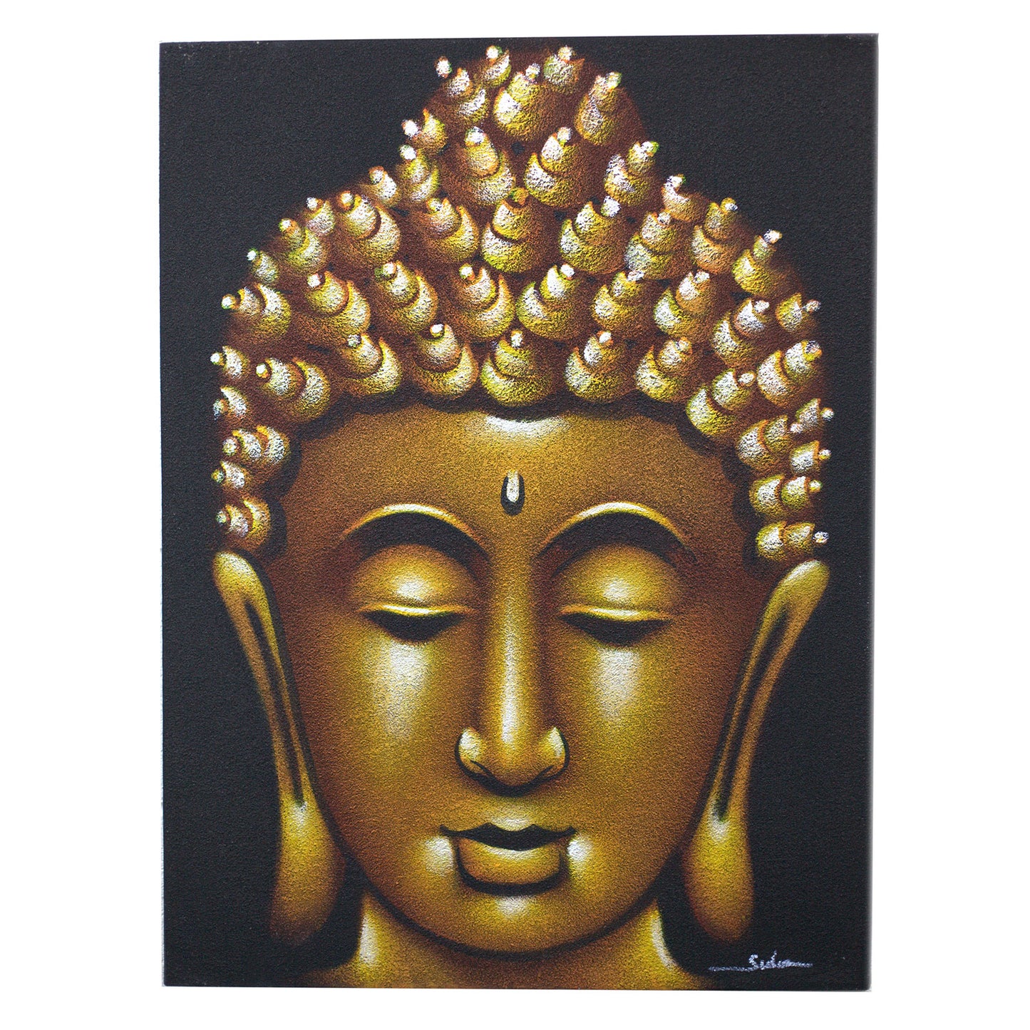 Buddha Painting - Gold Sand Finish