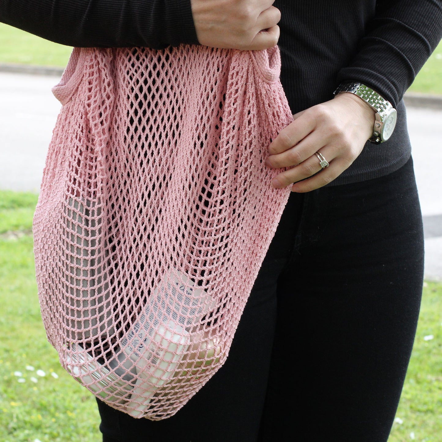 Bolso de malla de puro algodón - Rosa