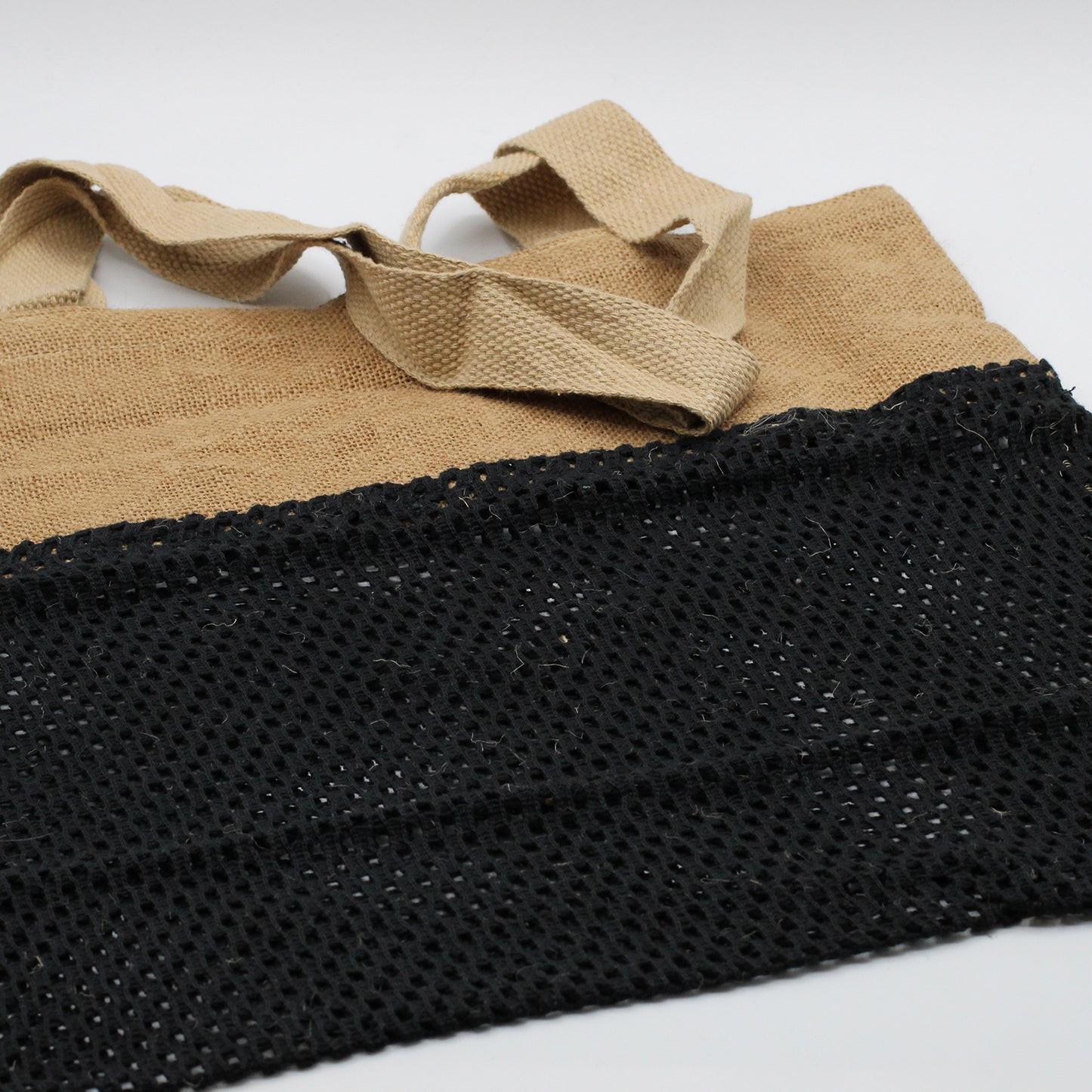 Pure Soft Jute and Cotton Mesh Bag - Black