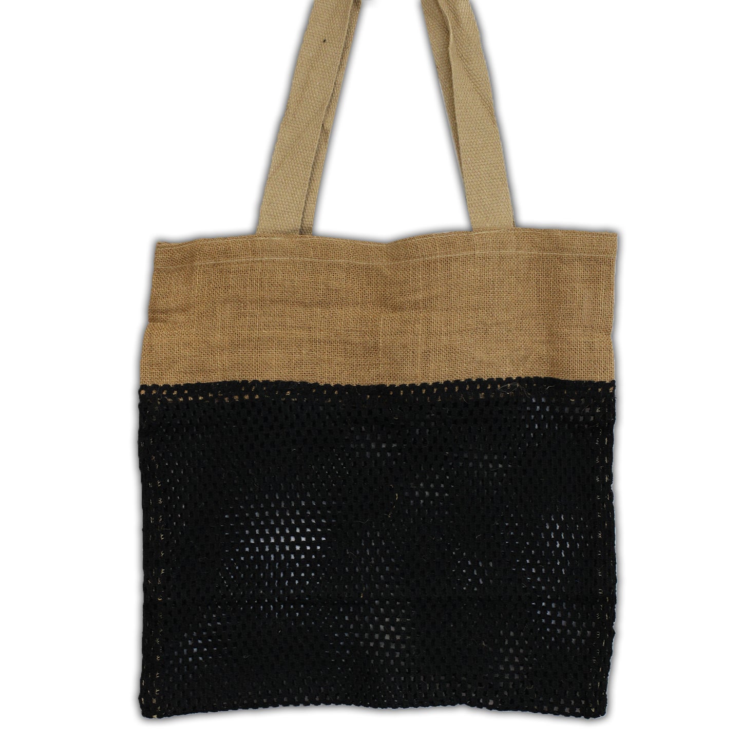 Bolso Pure Soft de malla de yute y algodón - Negro