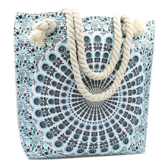 Bolso Mandela con asa de cuerda - Azul cielo