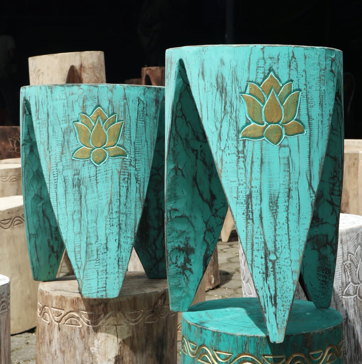 Interlocking Table/Stool set of 2 - Lrg Turquoise