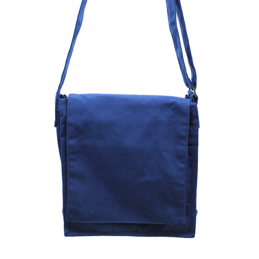 Bolso Messenger De Lona De Algodón - Azul Marino