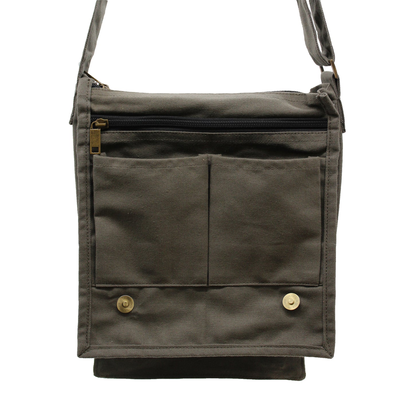 Cotton Canvas Messenger Bag - Graphite