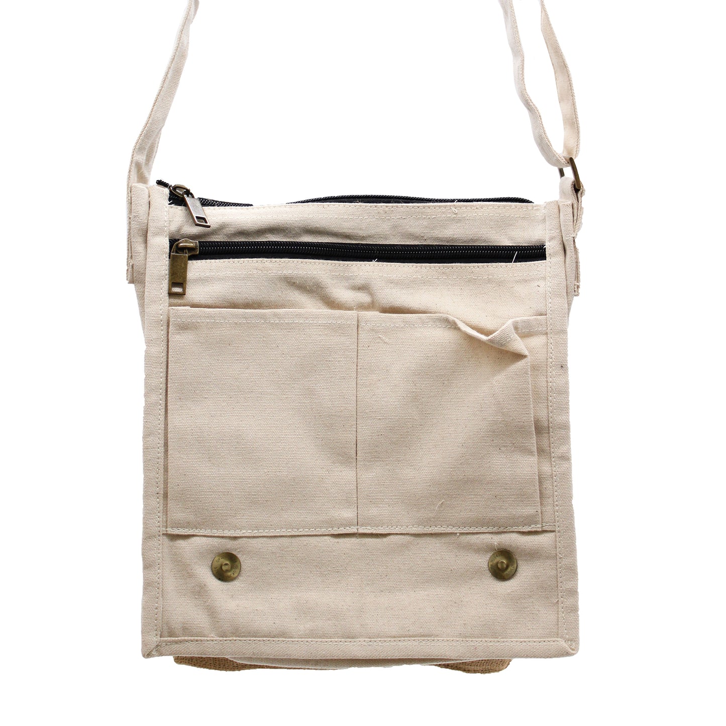 Cotton Canvas Messenger Bag - Natural and Soft Jute