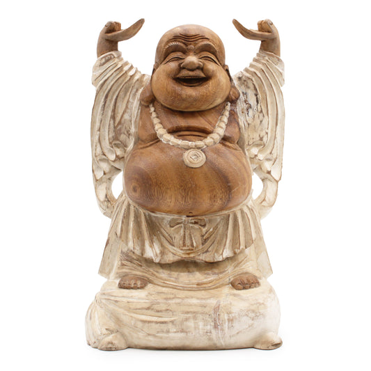 Happy Buddha Manos arriba - Encalado 40cm