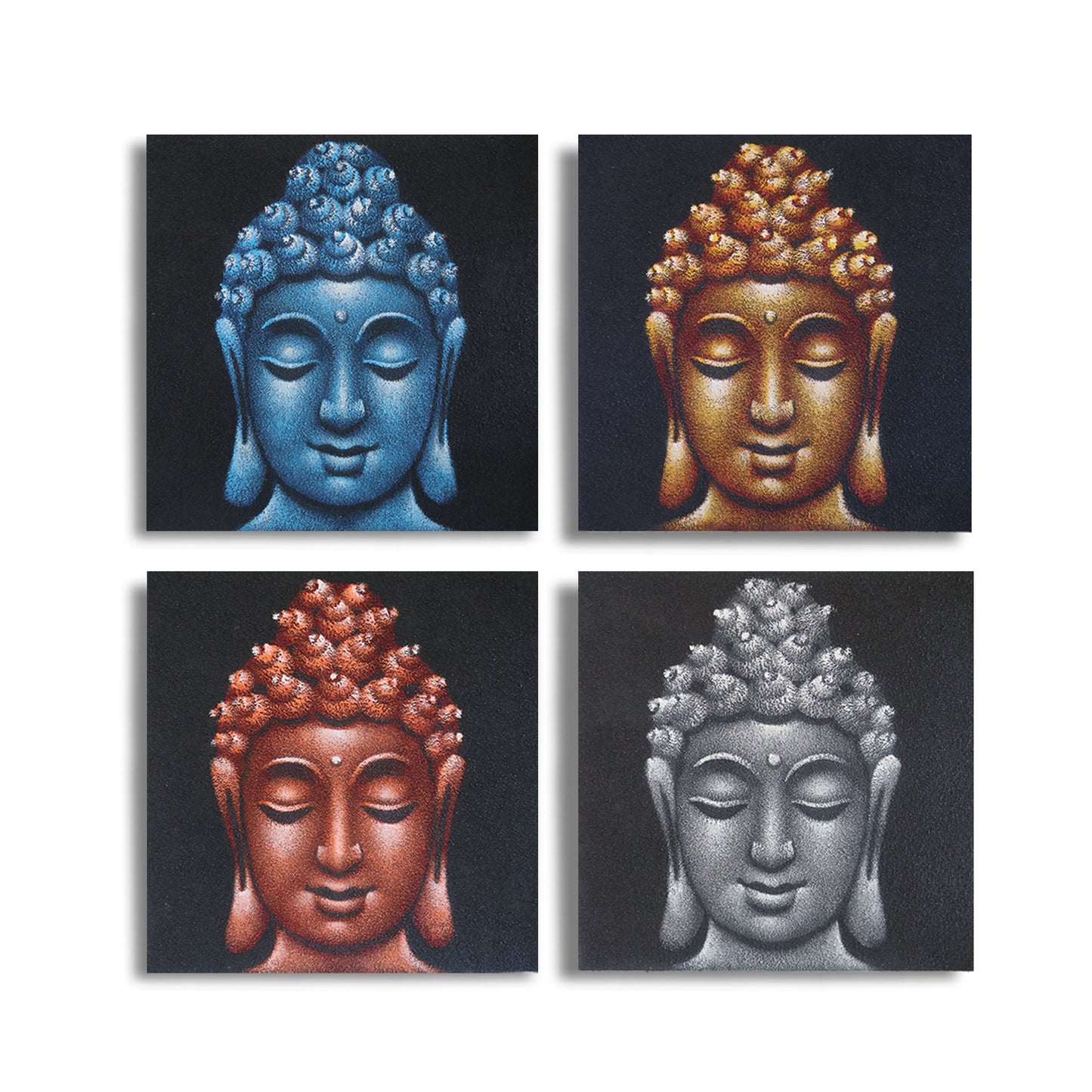 Set de 4 Cabezas de Buda Detalle Arena 40x40cm