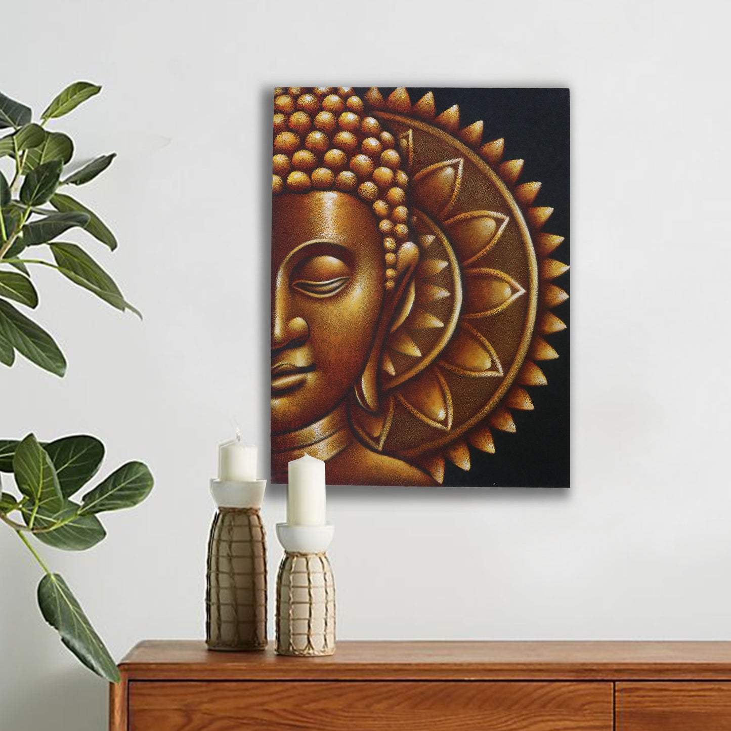 Mandala Medio Buda Dorado 60x80cm