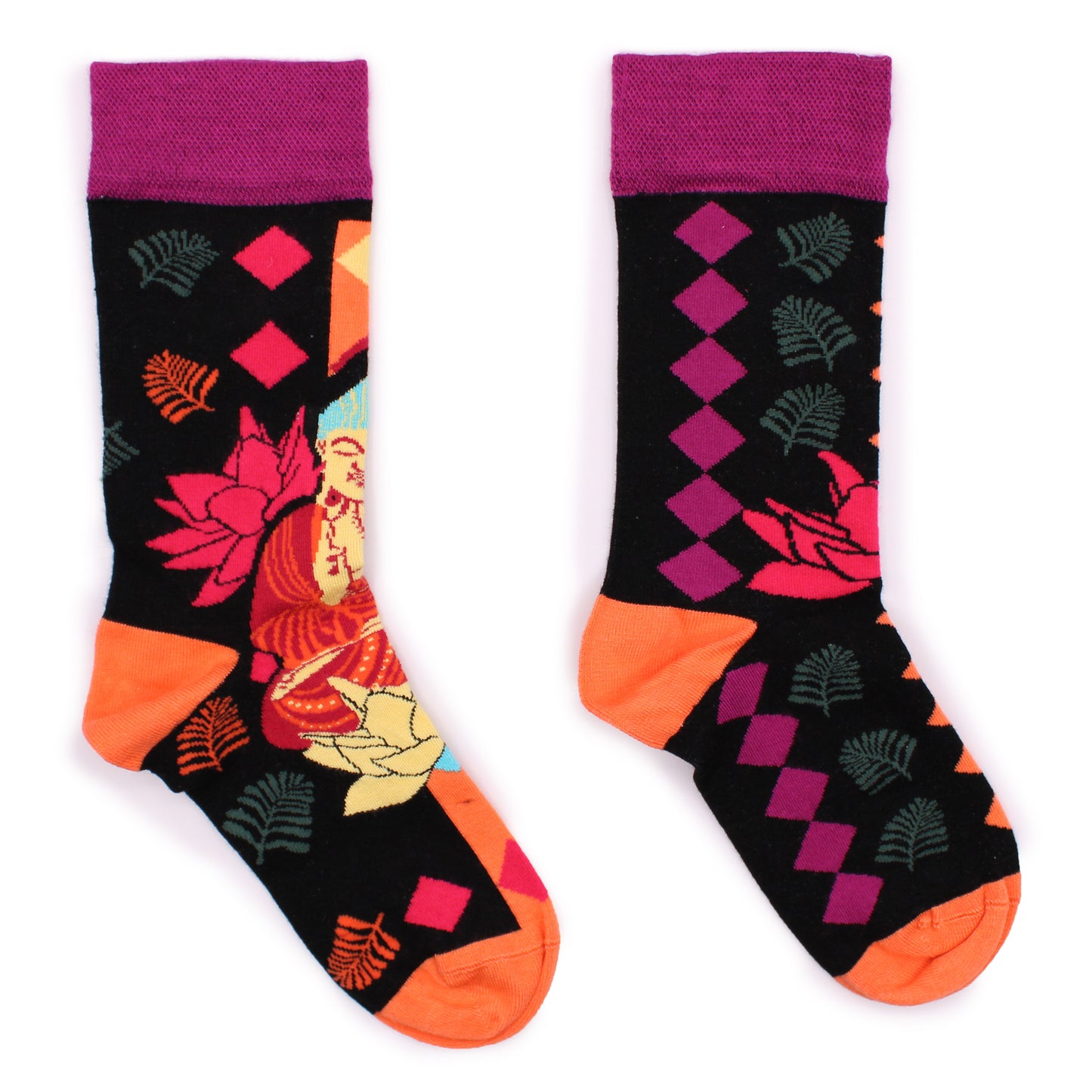 Hop Hare Bamboo Socks S/M - Pink Buddha & Lotus