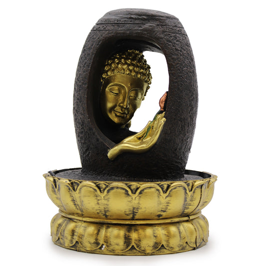 Fuente de agua de mesa - 30 cm - Buda dorado y Vitarka Mudra