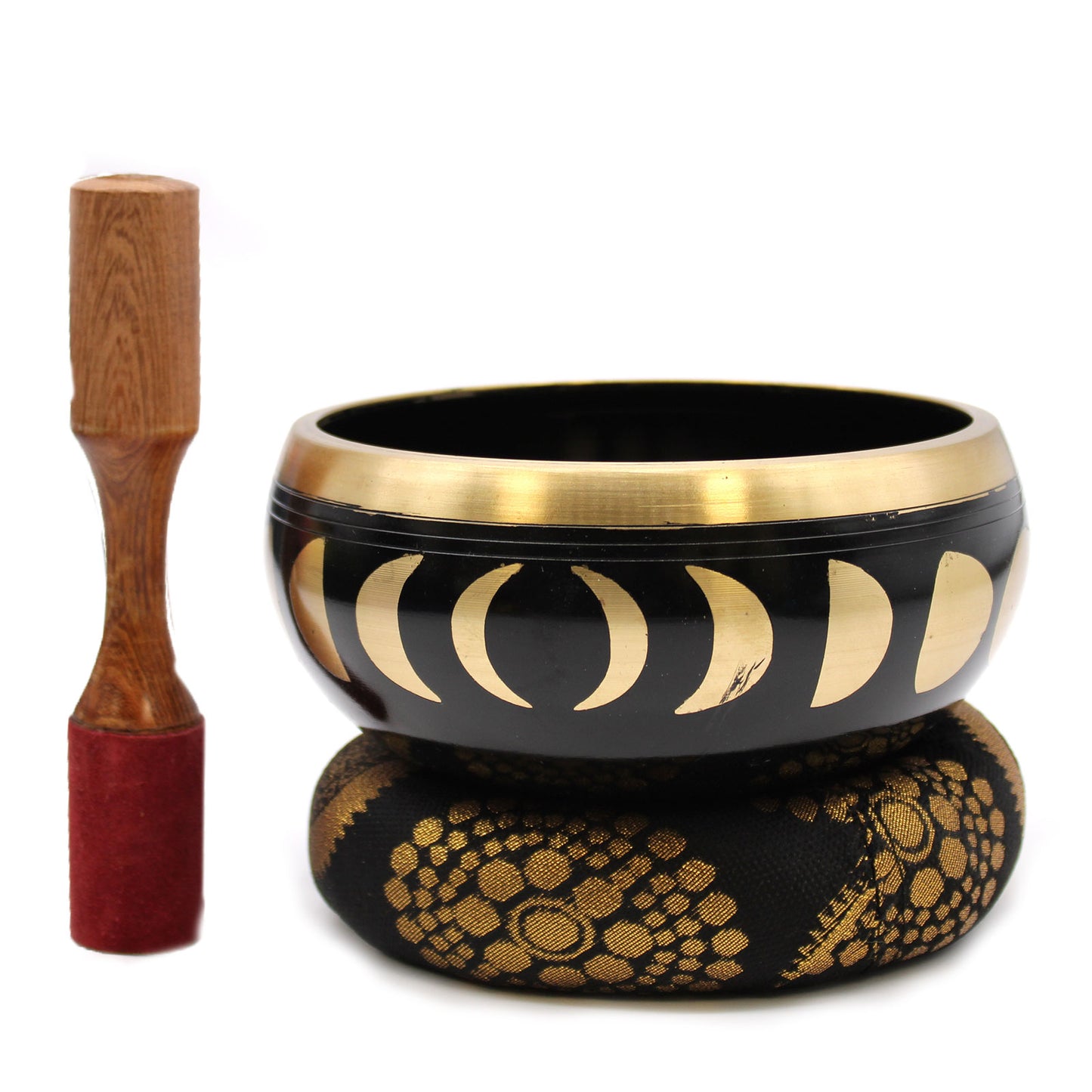 Lrg Moon Phase Singing Bowl Set- Black 14cm