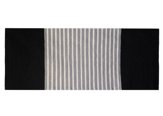 Alfombra india de algodón - 70x170 cm - Negro / Gris