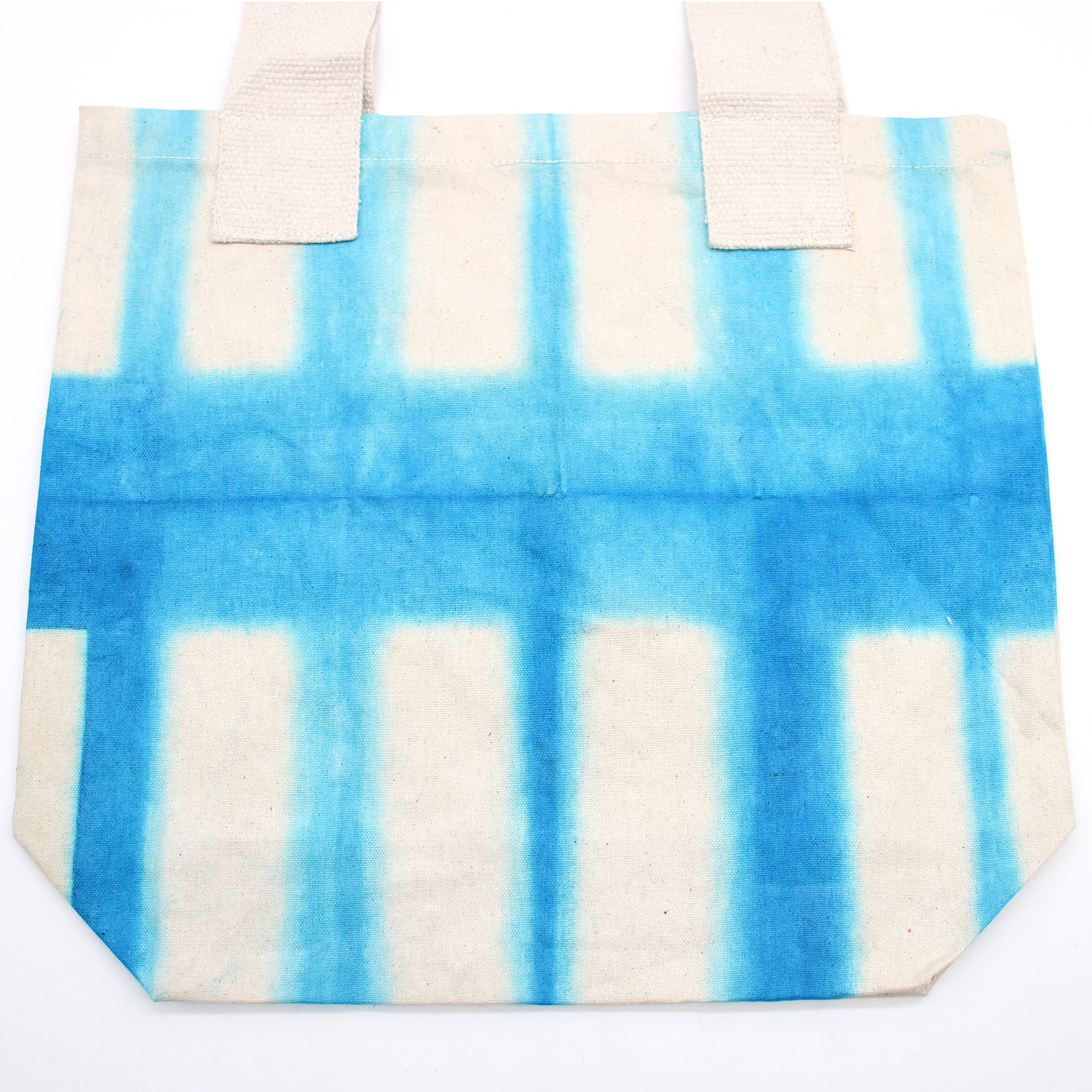 Bolsa de Algodón Natural Tye-Dye (8oz) - 38x42x12cm - Bloques Azul Cielo - Mango Natural