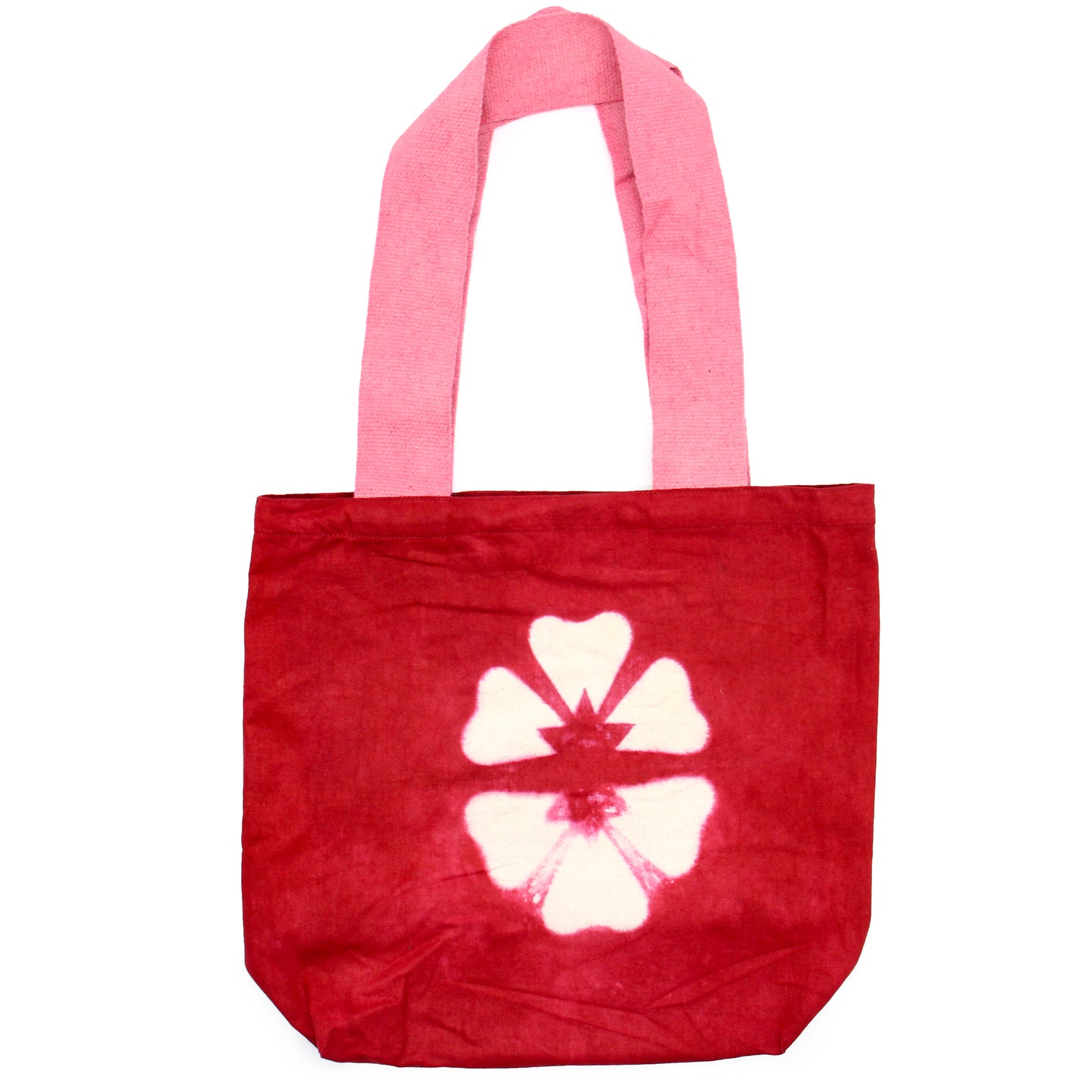 Bolsa de Algodón Natural Tye-Dye (8oz) - 38x42x12cm - Flor Granate - Asa Rosa