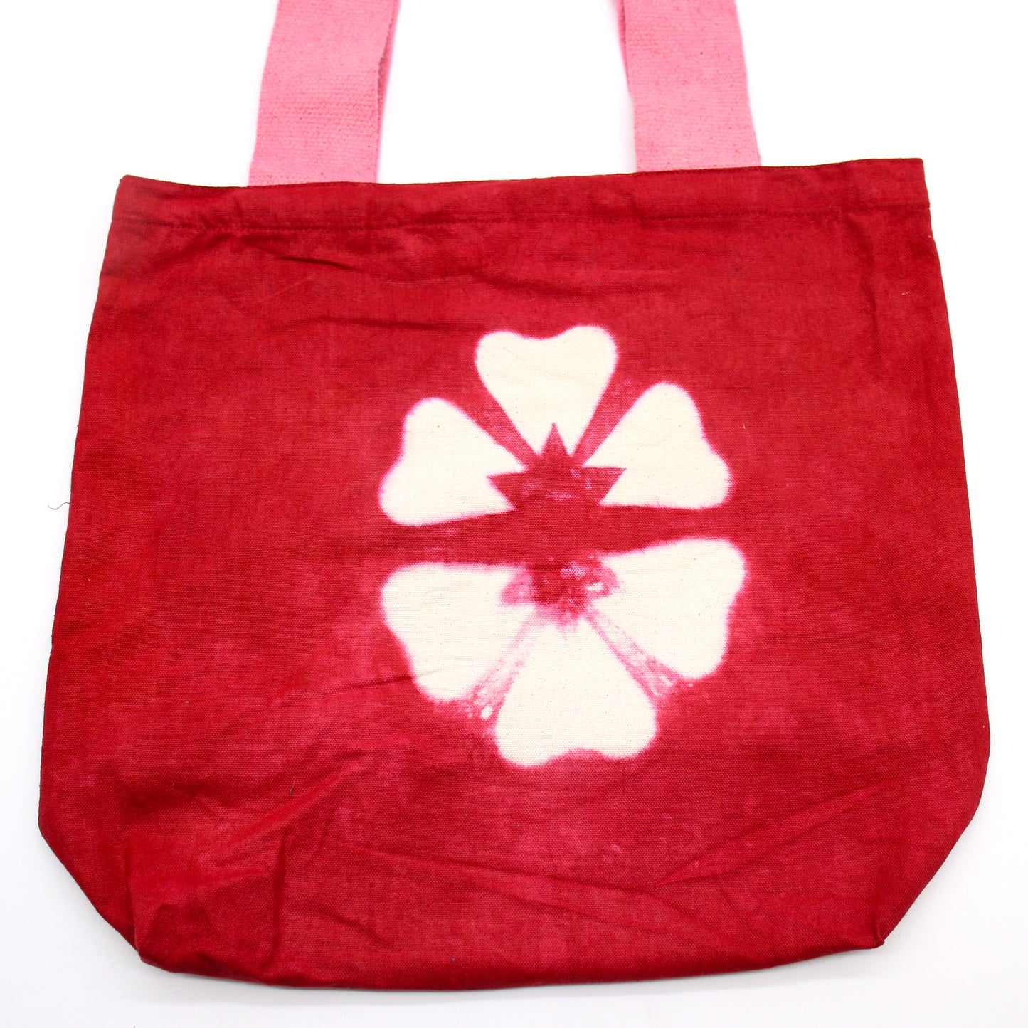 Bolsa de Algodón Natural Tye-Dye (8oz) - 38x42x12cm - Flor Granate - Asa Rosa