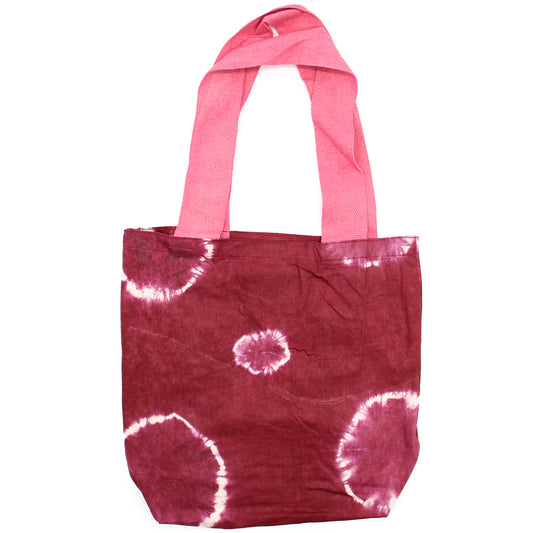 Bolsa de Algodón Natural Tye-Dye (8oz) - 38x42x12cm - Anillos Granate - Asa Rosa