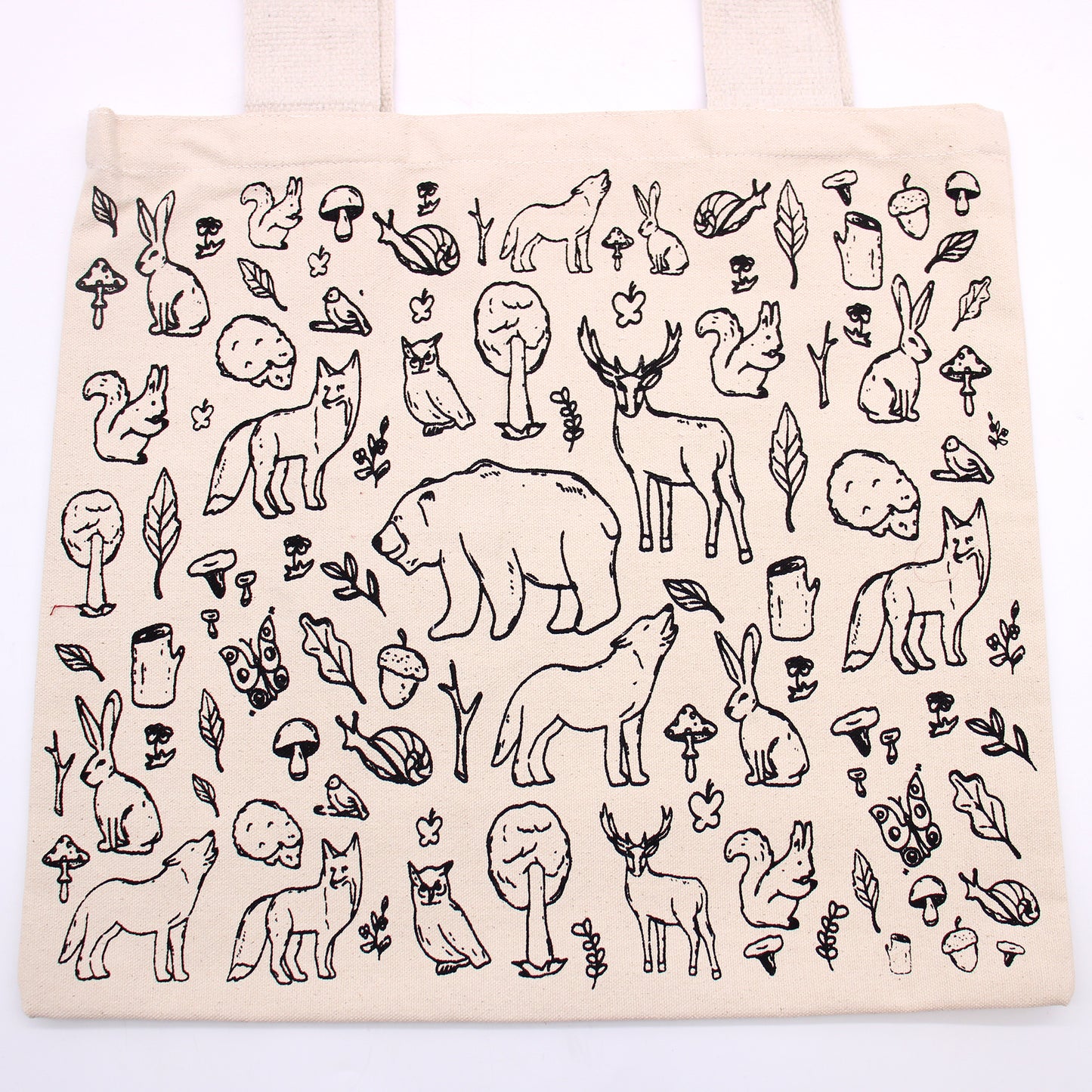 Big Cotton Shopping Bag - 38x42cm - Forest Life - 10oz