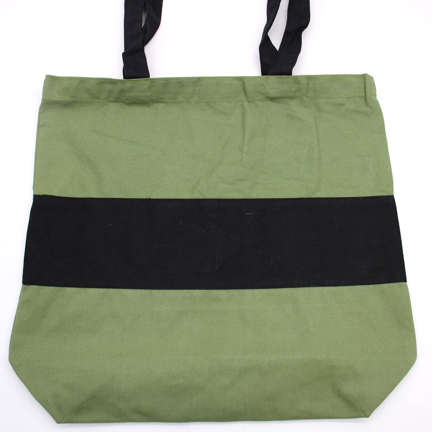 Two Tone Cotton Bag - 38x42x12cm - Green & Black - 10oz