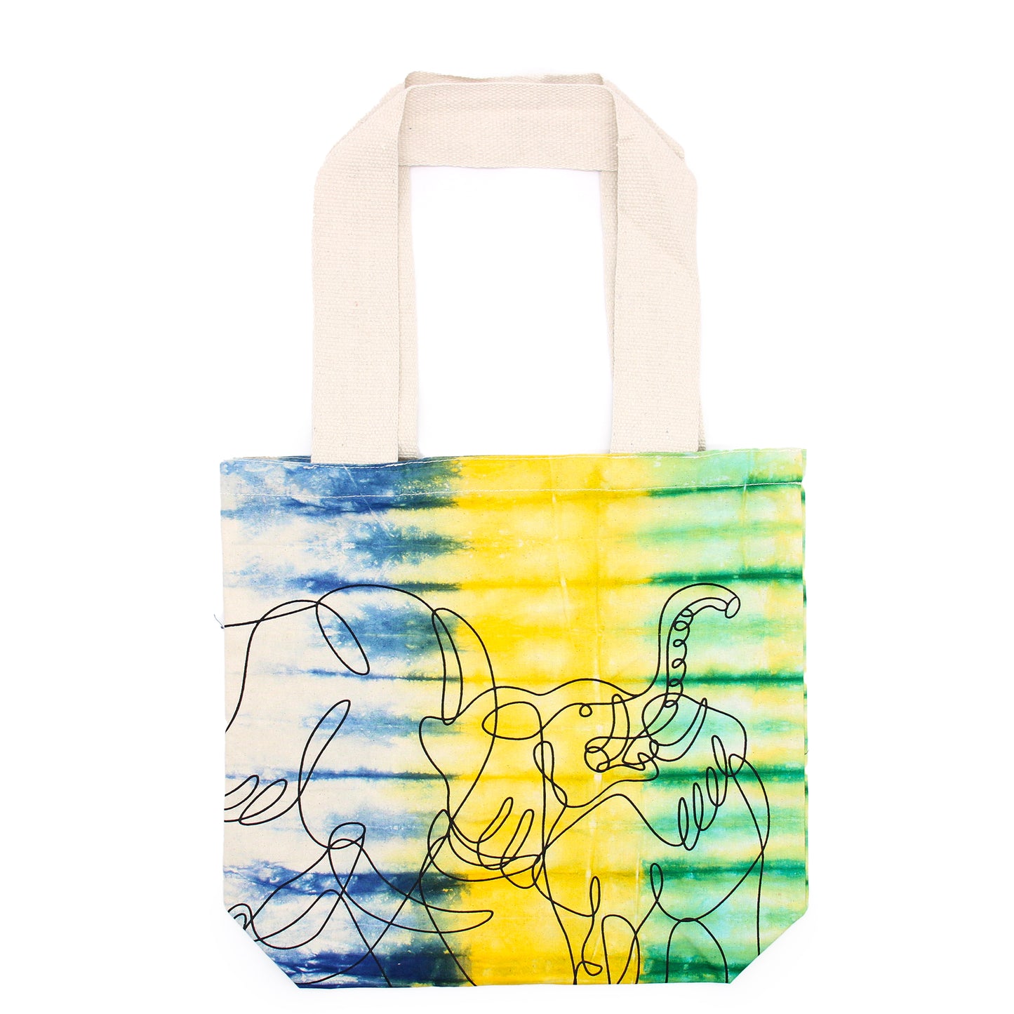 Bolsa de Algodón Tye-Dye (6oz) - 38x42x12cm - Elefantes - Multi - Mango Natural