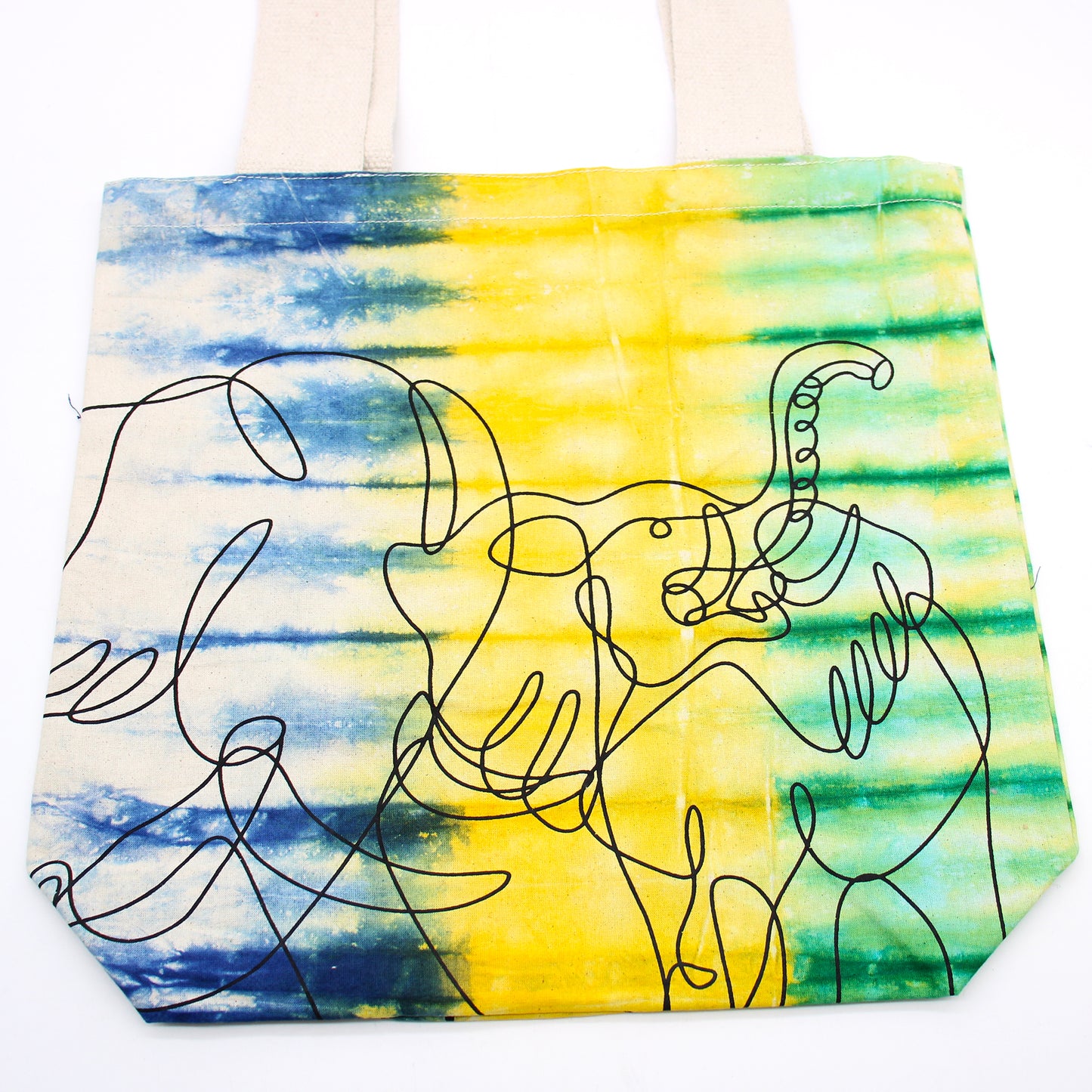 Bolsa de Algodón Tye-Dye (6oz) - 38x42x12cm - Elefantes - Multi - Mango Natural