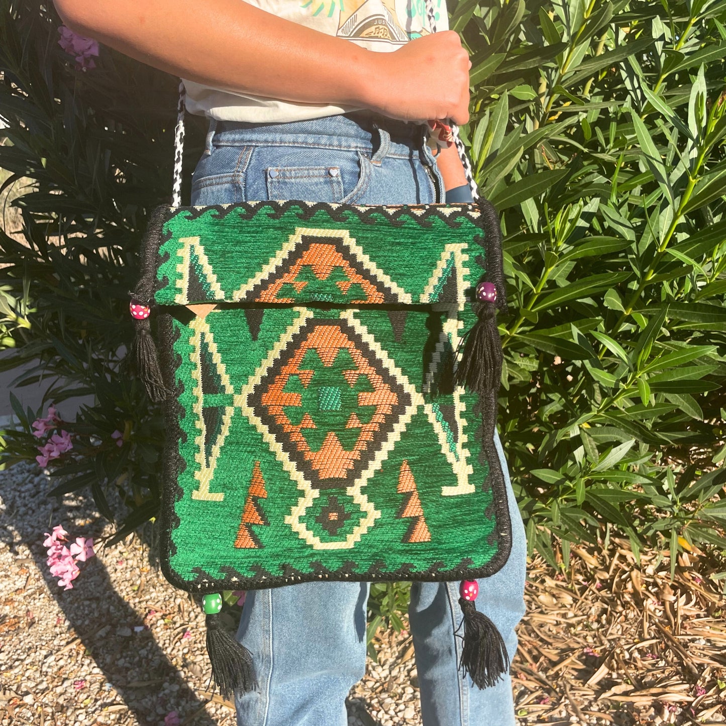 Bolso Festival Messenger Kilim Verde Esmeralda