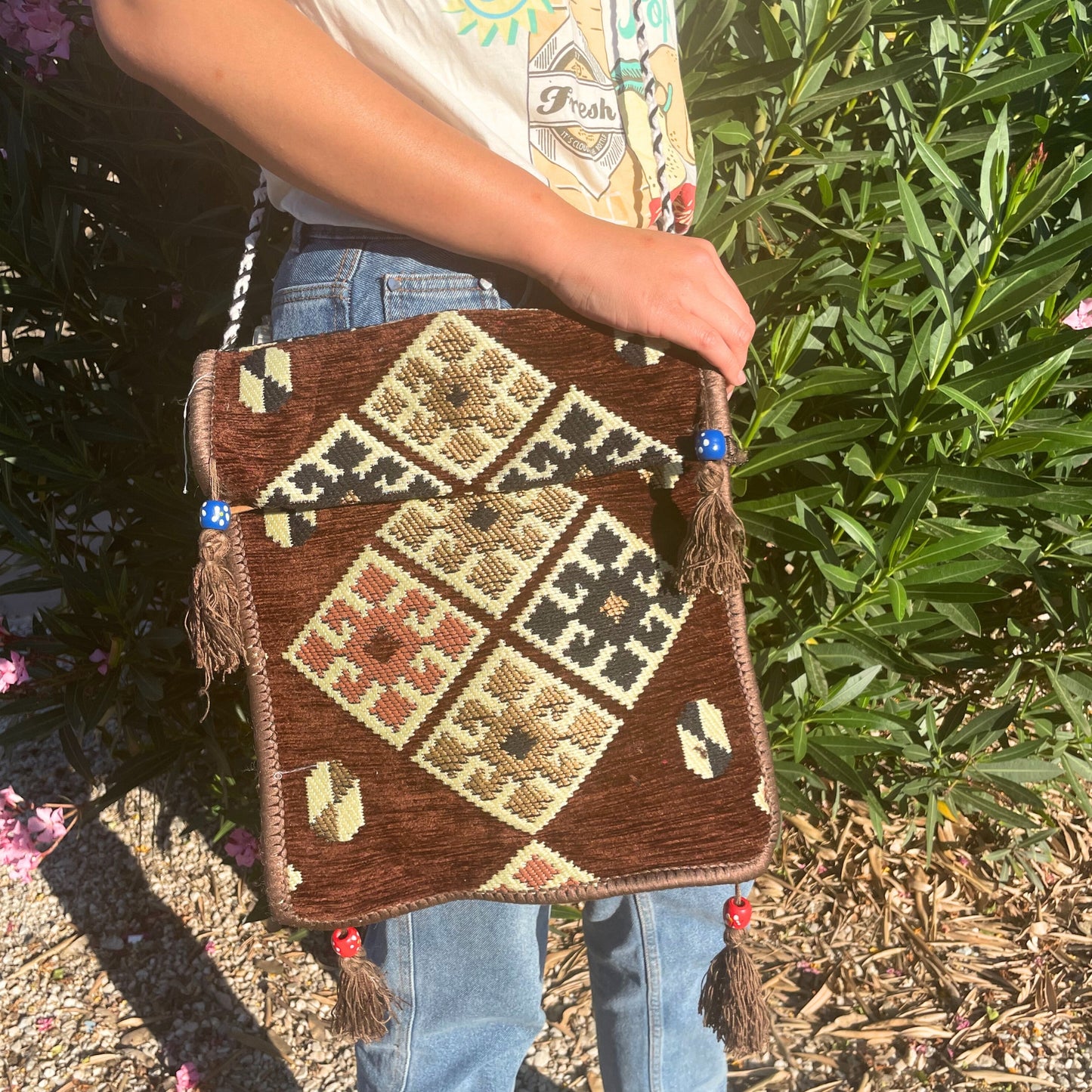 Bolsa de festival Messenger Kilim de chocolate