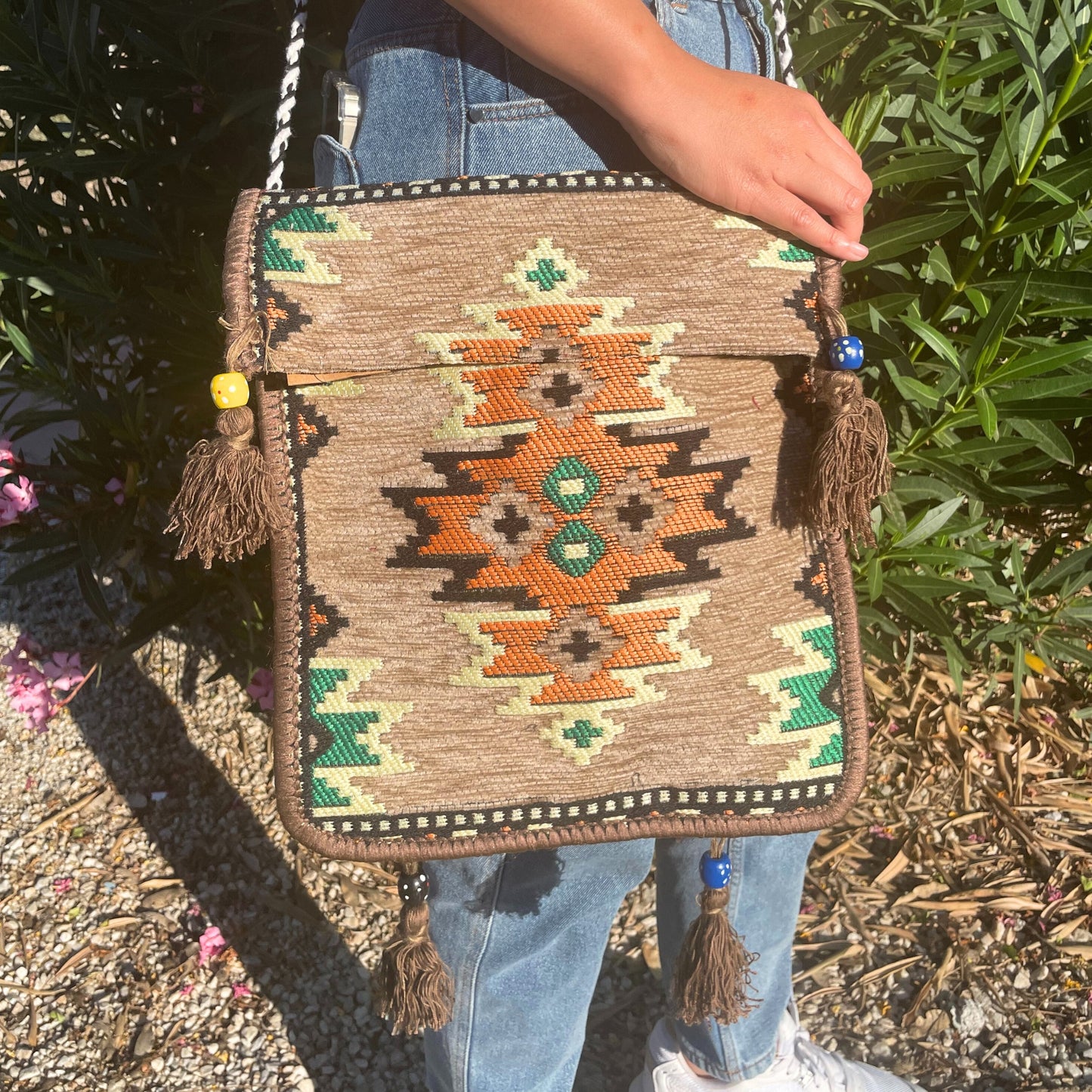 Bolso de festival Biege Kilim Messenger